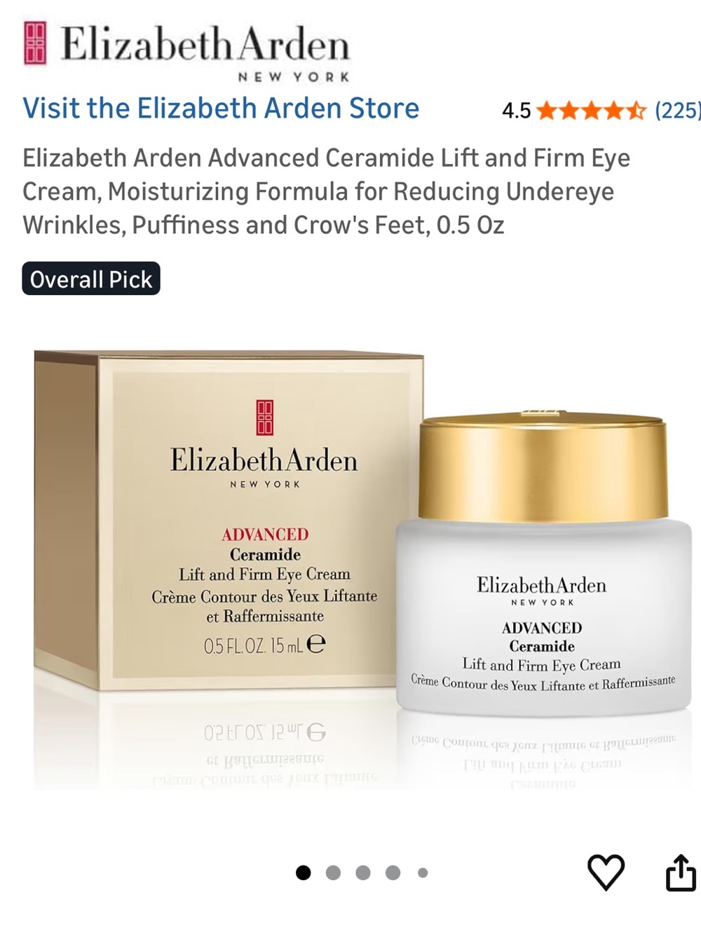 Elizabeth Arden Advanced Ceramide Life and Firm Eye Cream NIB